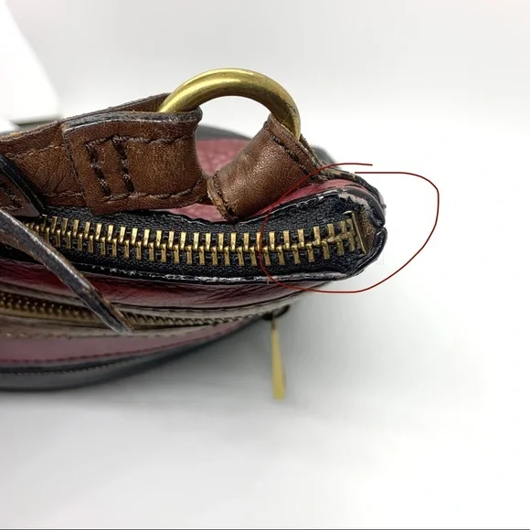 Vintage Fossil Black Burgundy Explorer Leather Patchwork Crossbody Bag - Picture 15 of 16